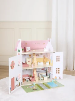 Alice & Fox Dukkehus med Møbel & 4 Dukker, Pink