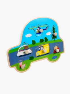 Barbo Toys Gurli Gris Knoppuslespil i Træ Transportmidler 6 Brikker