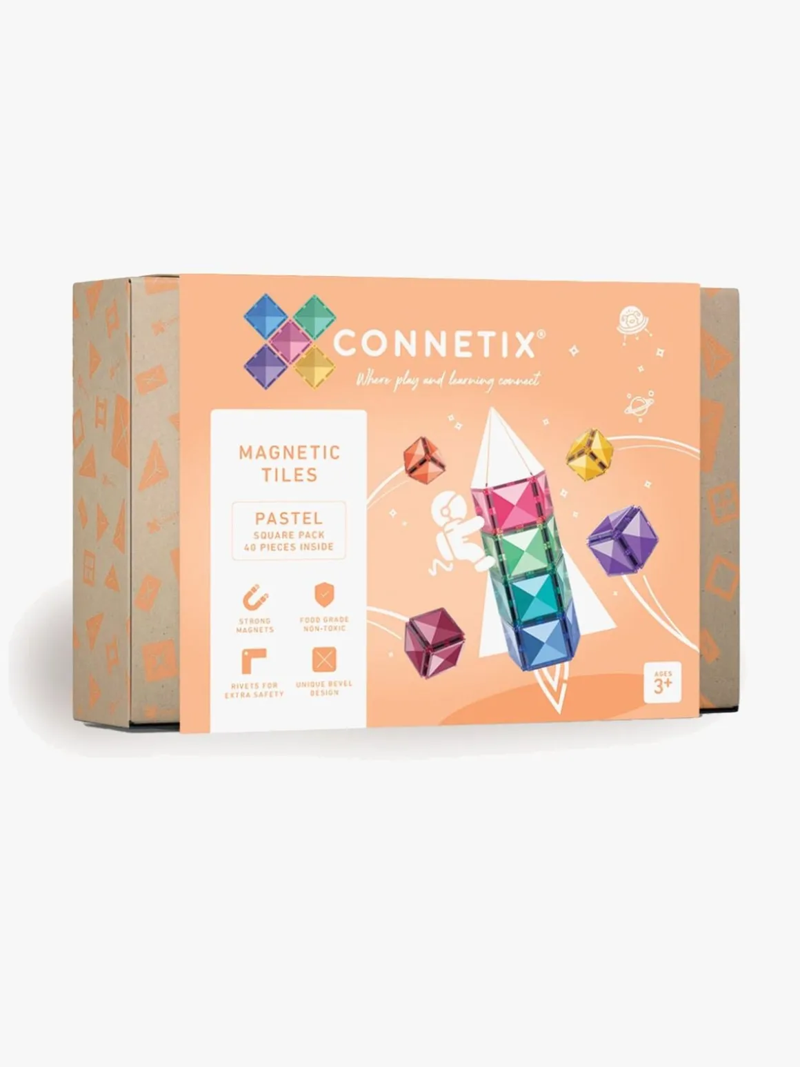 Connetix Magnetisk Byggeklods Pastel Square 40 Dele