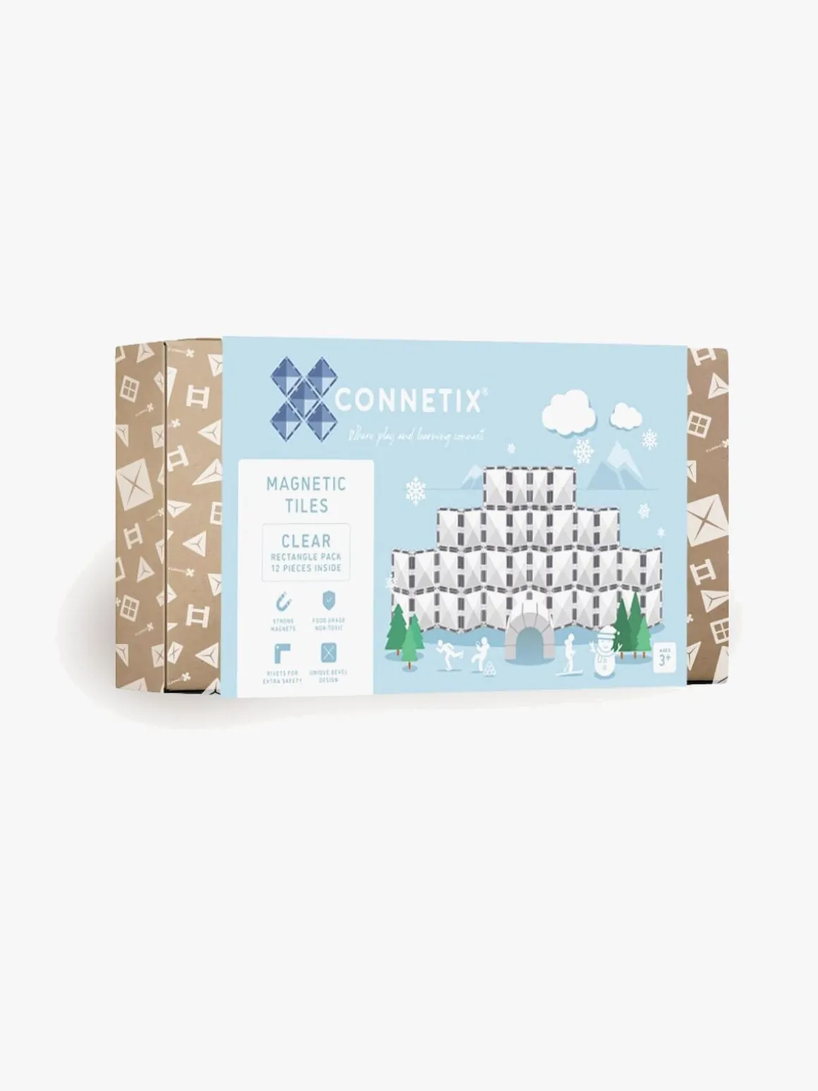 Connetix Magnetiske Byggeklodser Clear Rektangel 12 Dele