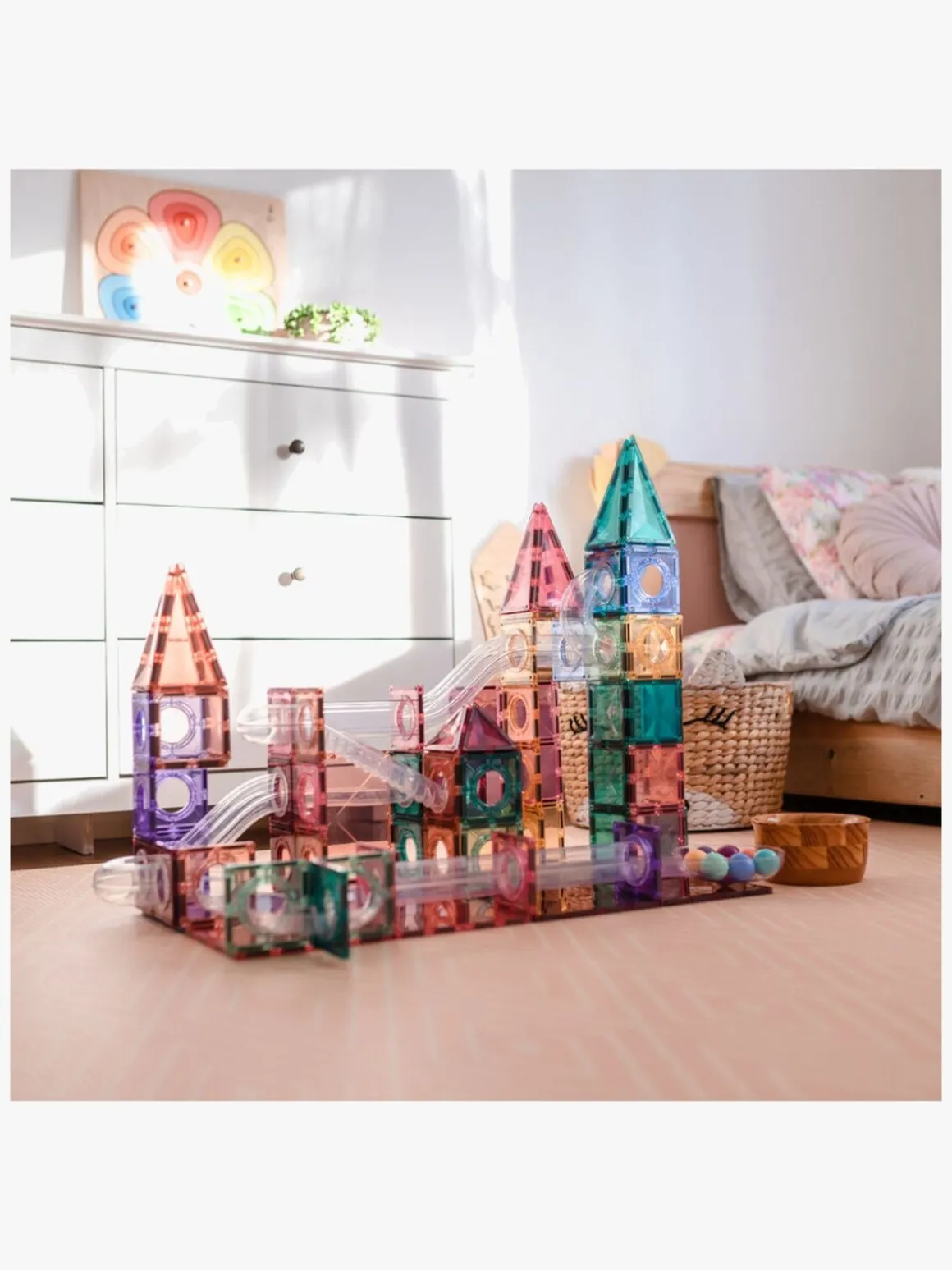 Connetix Magnetiske Byggeklodser Pastel Ball Run Pack 106 Dele