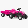 DOLU Pedaltraktor m. Anhænger, Lyserød