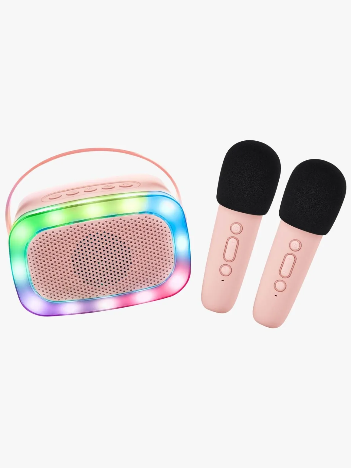 Lalarma Karaokesæt med LED-lys & 2 Mikrofoner, Pink