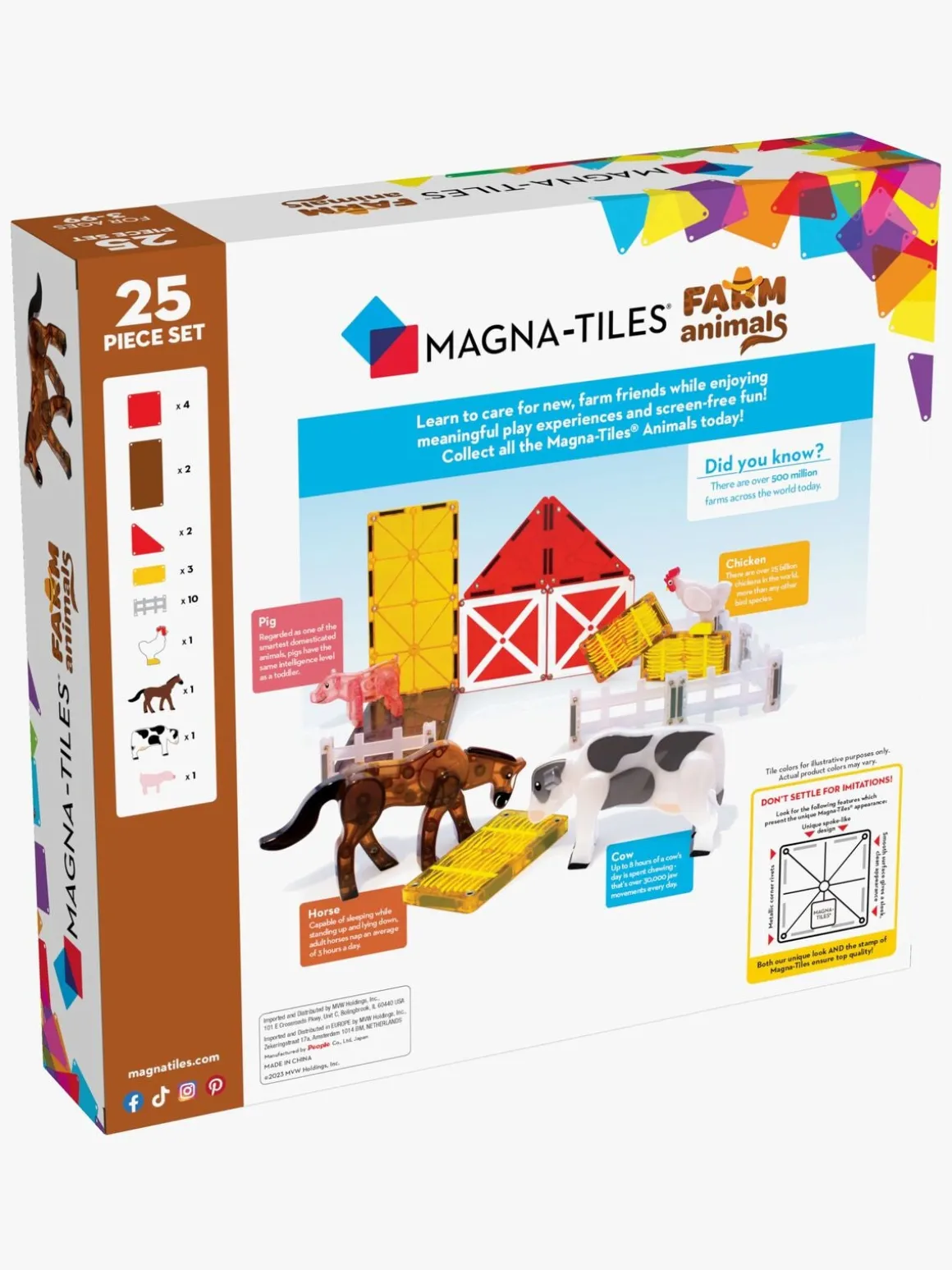 MAGNA-TILES Bondegårdsdyr Byggesæt 25 Dele