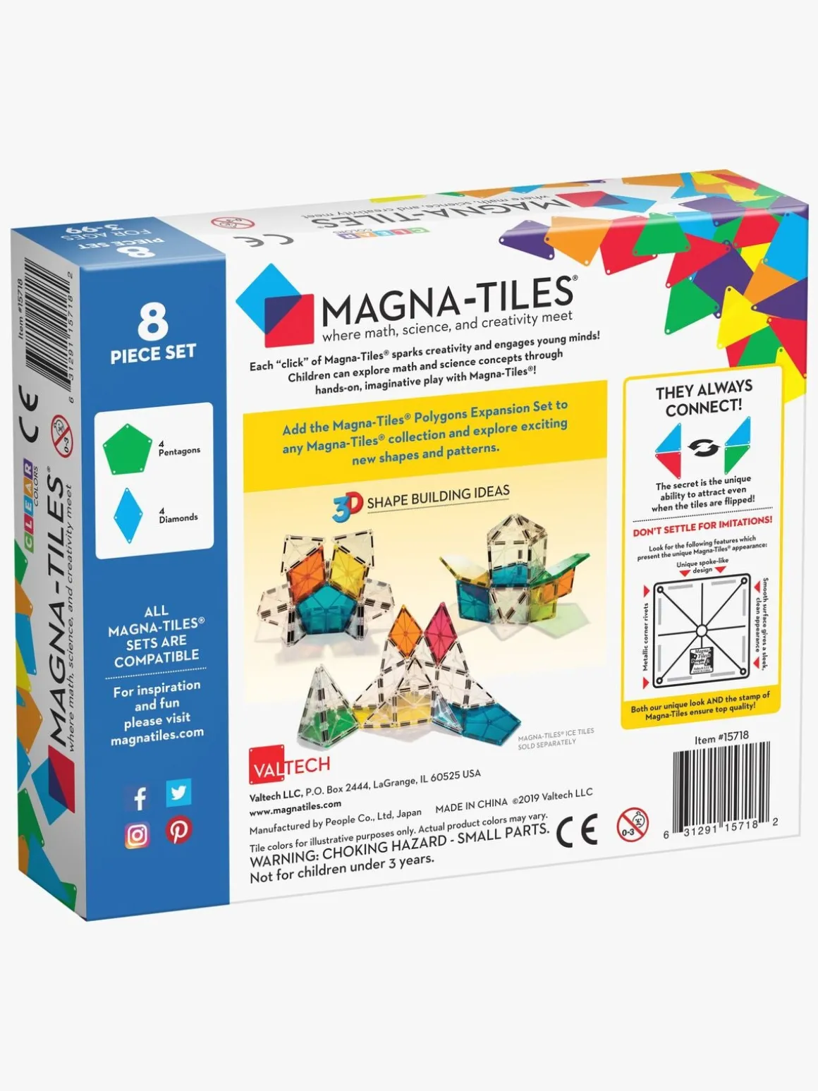 MAGNA-TILES Clear Colors Polygon Udvidelsessæt 8 Dele