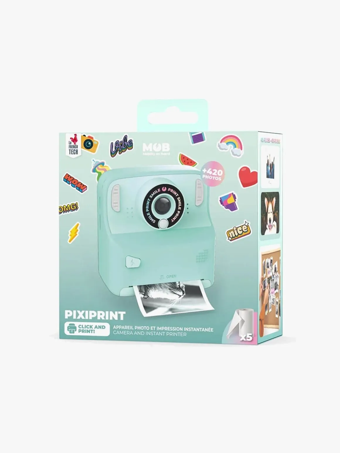 MOB Pixiprint Polaroidkamera med Spil, Turkis
