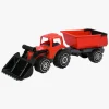 Plasto Traktor m. Frontlæsser & Anhænger, Rød/Sort