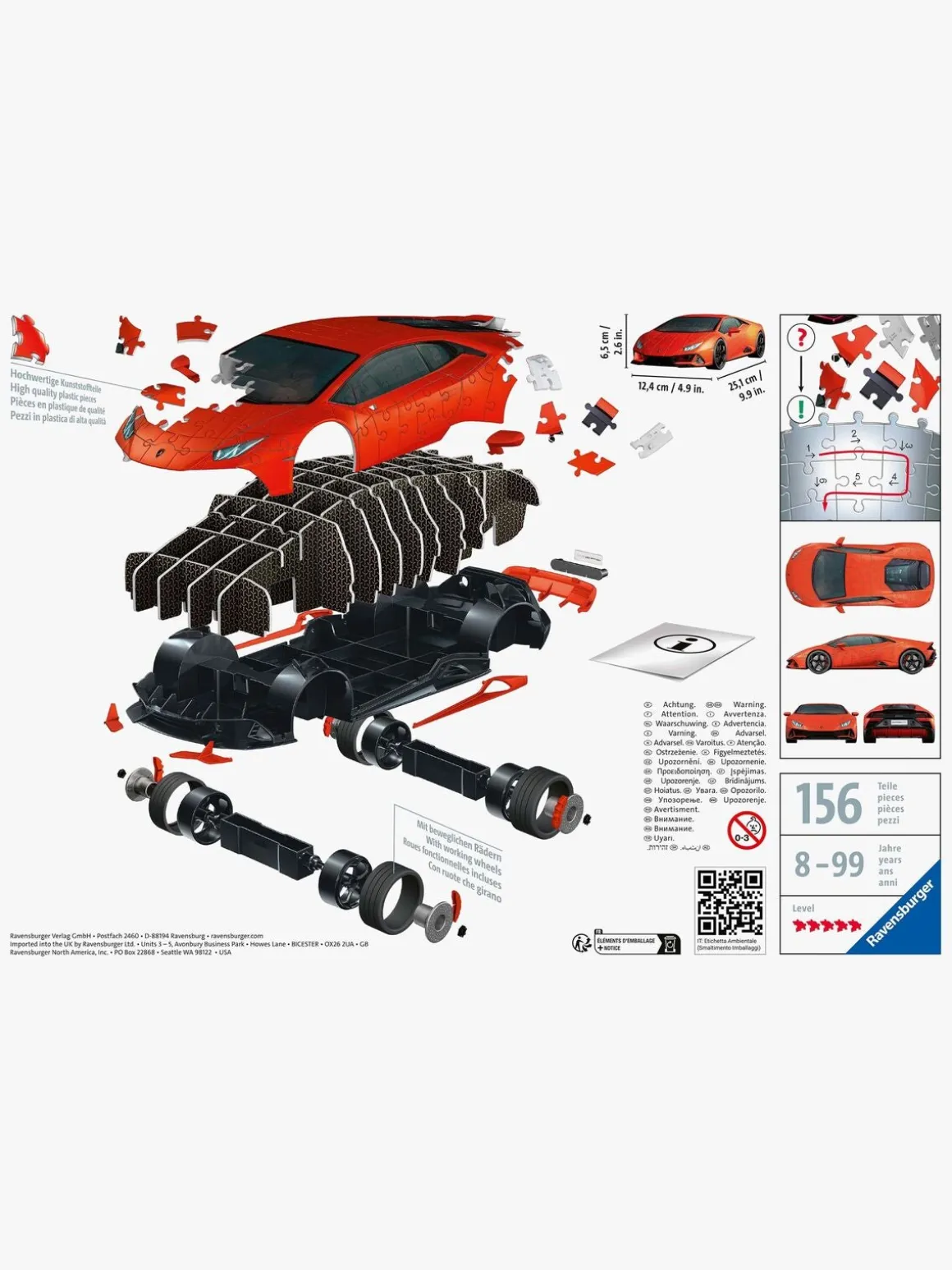 Ravensburger Lamborghini Huracán EVO MK2 3D-puslespil 156 Brikker